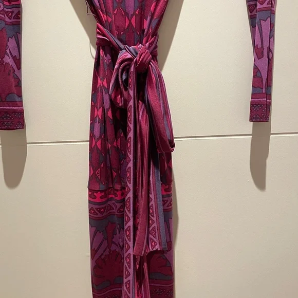 Tory Burch Purple Long Sleeve Silk Dress Size Small - Picture 4 of 5